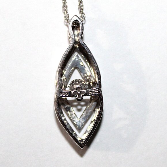 Sterling Silver Floating Abstract Necklace 18 Inches - Picture 2 of 7